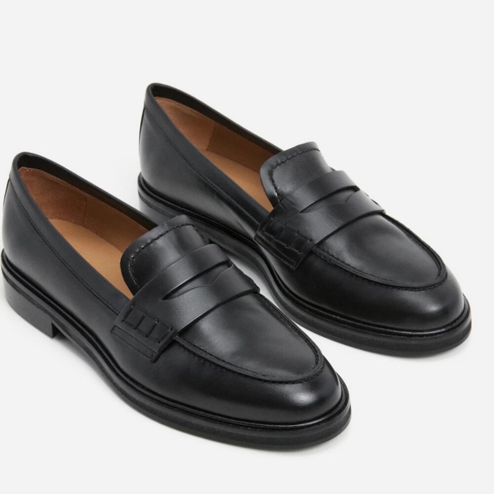 Flattered Sara Black Leather Loafers